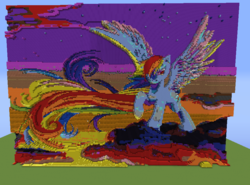 Size: 917x677 | Tagged: safe, artist:kjhf, artist:sage-of-winds, rainbow dash, pony, g4, 3d, female, game screencap, minecraft, minecraft pixel art, pixel art, solo