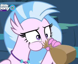 Size: 1317x1080 | Tagged: safe, screencap, silverstream, classical hippogriff, hippogriff, g4, uprooted, cropped, female, hyperventilating, paper bag, puffy cheeks, solo, twilighting