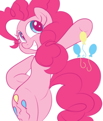 Size: 1280x1493 | Tagged: safe, artist:petalierre, pinkie pie, earth pony, pony, g4, bipedal, cute, cutie mark, diapinkes, female, pinkie pie's cutie mark, simple background, smiling, solo, transparent background