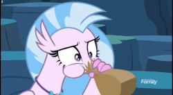 Size: 640x351 | Tagged: safe, screencap, silverstream, classical hippogriff, hippogriff, g4, season 9, uprooted, animated, discovery family logo, female, gif, hyperventilating, paper bag, solo, twilighting