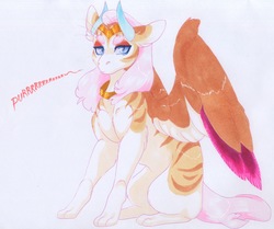 Size: 3604x3011 | Tagged: safe, artist:frozensoulpony, oc, oc only, oc:anarchy, pony, high res, magical discordian spawn, male, offspring, parent:discord, purring, solo, traditional art