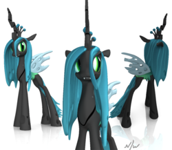 Size: 591x512 | Tagged: safe, artist:calistomaniac, queen chrysalis, changeling, changeling queen, g4, 3d, 3d model, crown, female, jewelry, regalia