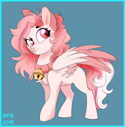 Size: 1920x1940 | Tagged: safe, artist:dragonfoxgirl, oc, oc only, oc:morning radiance, pegasus, pony, bell, bell collar, collar, colored ears, colored wings, colored wingtips, confused, raised eyebrow, solo