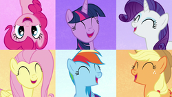 Size: 1280x720 | Tagged: safe, applejack, fluttershy, pinkie pie, rainbow dash, rarity, twilight sparkle, pony, all bottled up, g4, best friends until the end of time, mane six