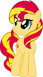 Size: 1689x3000 | Tagged: dead source, safe, artist:midnight-st4r, sunset shimmer, pony, unicorn, g4, cute, female, mare, shimmerbetes, simple background, smiling, solo, transparent background, vector