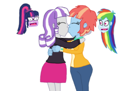 Size: 2500x1772 | Tagged: safe, artist:ktd1993, rainbow dash, sci-twi, twilight sparkle, twilight velvet, windy whistles, equestria girls, g4, female, infidelity, kiss on the lips, kissing, lesbian, mother and child, mother and daughter, ship:velvetwhistles, shipping
