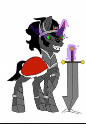 Size: 1024x1478 | Tagged: safe, artist:danksailor, king sombra, pony, g4, magic, sword, weapon
