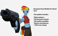 Size: 1280x800 | Tagged: safe, artist:sarcastic-brony, rainbow dash, anthro, g4, .zip file at source, 3d, 3d model, crossover, downloadable, female, gmod, gun, handgun, pistol, rainbow scout, scout (tf2), simple background, solo, team fortress 2, white background