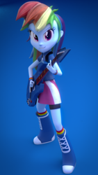 Size: 756x1344 | Tagged: safe, artist:jarg1994, rainbow dash, equestria girls, g4, 3d, blender, female, guitar, solo