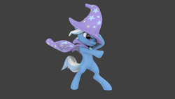 Size: 3273x1841 | Tagged: safe, artist:pizzalover53, trixie, pony, g4, .zip file at source, 3d, 3d model, blender, downloadable, gray background, request, simple background