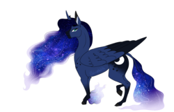 Size: 5700x3700 | Tagged: safe, artist:xxgrapehatzxx, princess luna, alicorn, pony, g4, absurd resolution, colored wings, colored wingtips, ethereal mane, ethereal tail, female, folded wings, redesign, signature, simple background, solo, transparent background, wings