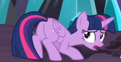 Size: 804x412 | Tagged: safe, screencap, twilight sparkle, alicorn, pony, g4, the beginning of the end, butt, cropped, female, mare, plot, solo, twilight sparkle (alicorn)