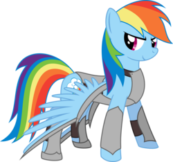 Size: 3000x2808 | Tagged: safe, artist:midnight-st4r, rainbow dash, pegasus, pony, g4, armor, female, high res, mare, medieval, simple background, smiling, solo, transparent background, wing armor, wings, wings down