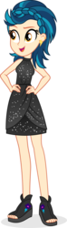 Size: 2596x8713 | Tagged: safe, artist:punzil504, indigo zap, equestria girls, g4, alternate hairstyle, beautiful, clothes, clothes swap, cute, dress, ear piercing, earring, feet, female, hand on hip, high heels, jewelry, mood, open mouth, open-toed shoes, piercing, shoes, simple background, smiling, solo, toes, transparent background, vector, zapabetes