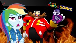 Size: 1280x720 | Tagged: artist needed, source needed, safe, rainbow dash, equestria girls, equestria girls series, g4, crossover, doctor eggman, equestria girls logo, fire, geode of super speed, logo, magical geodes, male, mario, sonic the hedgehog, sonic the hedgehog (series), super mario bros.