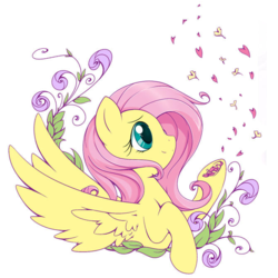 Size: 670x669 | Tagged: safe, artist:raininess, edit, fluttershy, pegasus, pony, g4, beautiful, bust, cropped, female, flower, flower petals, hoof hold, looking up, mare, petals, profile, raised hoof, simple background, smiling, solo, spread wings, white background, wings, wip