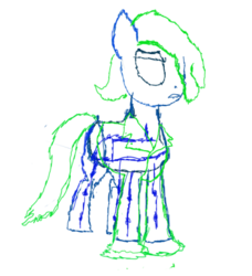 Size: 432x474 | Tagged: artist needed, safe, oc, oc:emerald jewel, pony, colt quest, clothes, color, male, sketch, wip
