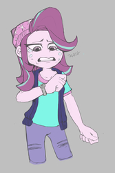 Size: 2660x3973 | Tagged: safe, artist:examm, starlight glimmer, equestria girls, g4, beanie, crying, female, hat, high res, korean, solo