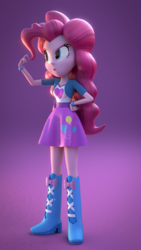 Size: 756x1344 | Tagged: safe, artist:jarg1994, pinkie pie, equestria girls, g4, 3d, blender, boots, bracelet, clothes, female, high heel boots, jewelry, shoes, skirt, solo
