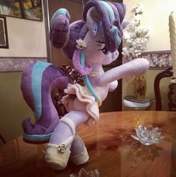 Size: 952x960 | Tagged: safe, artist:legadema, starlight glimmer, pony, a royal problem, g4, alternate hairstyle, ballerina, ballet slippers, bipedal, butt, clothes, dancing, female, glimmer glutes, glimmerina, implied tail hole, irl, looking at you, looking back, looking back at you, photo, plot, plushie, raised hoof, solo, technically an upskirt shot, tutu