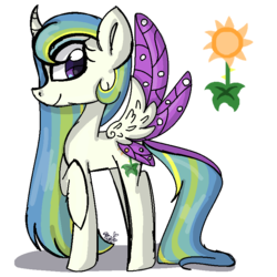 Size: 768x768 | Tagged: safe, artist:awoomarblesoda, oc, oc only, oc:aethina, changepony, hybrid, pony, female, offspring, parent:princess celestia, parent:thorax, parents:thoralestia, simple background, solo, transparent background