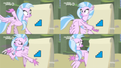 Size: 3840x2160 | Tagged: safe, edit, edited screencap, screencap, silverstream, classical hippogriff, hippogriff, g4, uprooted, comic, despicable me, female, flying, gru's plan, high res, meme, silverstream's plan, solo, stairs, that hippogriff sure does love stairs
