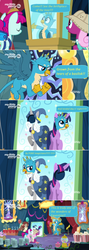 Size: 1366x3856 | Tagged: safe, edited screencap, screencap, fruit pack, gallus, ruby splash, star swirl the bearded, tree of harmony, twilight sparkle, yona, alicorn, griffon, pony, g4, uprooted, balloon, booth, comic, cup, dialogue, face hole board, food, gumball machine, lies, lies and slander!, misspelling, museum, picture frame, popcorn, screencap comic, standee, ticket booth, tourist, twilight sparkle (alicorn)