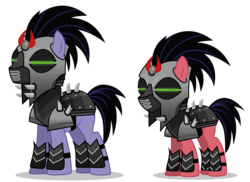 Size: 6871x5000 | Tagged: safe, artist:dragonchaser123, crystal pony, pony, g4, the beginning of the end, armor, duo, female, helmet, male, mare, mind control, simple background, sombra soldier, stallion, transparent background, vector