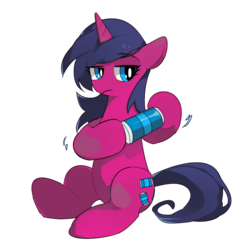 Size: 786x793 | Tagged: safe, artist:dusty-munji, oc, oc only, oc:fizzy pop, pony, unicorn, female, mare, shaking, simple background, soda can, solo, transparent background