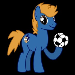 Size: 768x768 | Tagged: safe, oc, oc only, oc:hoofstorm, pony, blue, football, gold, simple background, sports, twitterponies