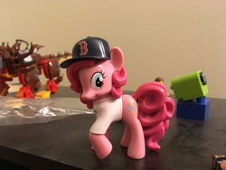 Size: 4032x3024 | Tagged: safe, artist:sunsetshimmertrainz1, pinkie pie, pony, g4, baseball cap, cap, hat, irl, photo, solo, toy