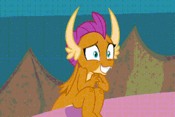 Size: 720x480 | Tagged: safe, edit, edited screencap, screencap, smolder, dragon, g4, uprooted, animated, clothes, cup, cute, dragoness, dream, dress, eyeshadow, female, food, gif, grin, lipstick, makeup, nervous, nervous smile, panicking, princess smolder, reversed, smiling, smolderbetes, solo, tea, teacup, wrong aspect ratio
