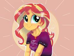 Size: 1024x778 | Tagged: safe, artist:wimsie, sunset shimmer, human, equestria girls, g4, clothes, cute, female, geode of empathy, magical geodes, shimmerbetes, shirt, solo