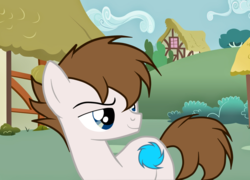 Size: 1000x720 | Tagged: safe, artist:enash97, edit, oc, oc only, oc:crash bash, earth pony, pony, blue eyes, brown mane, male, simple background, solo