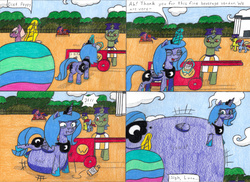 Size: 4217x3066 | Tagged: safe, artist:eternaljonathan, princess celestia, princess luna, alicorn, pony, comic:first three back, g4, balloona, belly, belly expansion, big belly, bottle, butt, butt expansion, candy, comic, food, growth, huge belly, huge butt, impossibly large belly, inflation, large butt, moonbutt, onomatopoeia, plot, puffy cheeks, royal sisters, soda, soda inflation, stomach growl, stomach noise, traditional art, whinnyland