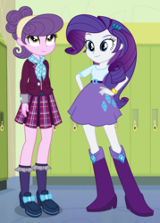 Size: 2848x3984 | Tagged: safe, artist:themexicanpunisher, rarity, suri polomare, equestria girls, g4, clothes, crystal prep academy uniform, duo, duo female, female, high res, plaid skirt, school uniform, skirt
