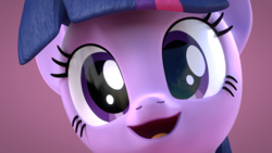 Size: 1920x1080 | Tagged: safe, artist:zgcbrony, twilight sparkle, pony, g4, 3d, blender, blender cycles, bust, close-up, cute, female, head only, open mouth, portrait, solo, twiabetes