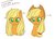 Size: 1264x922 | Tagged: safe, artist:nota_mano, applejack, earth pony, pony, g4, cute, eye clipping through hair, female, hat, jackabetes, japanese, loose hair, mare, simple background, white background