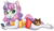 Size: 800x469 | Tagged: safe, artist:soulnik, sweetie belle, oc, oc:granite, cat, unicorn, anthro, unguligrade anthro, g4, clothes, cute, diasweetes, ear fluff, female, mare, notification, older, older sweetie belle, phone, prone, shorts, side knot midriff, speech bubble, unshorn fetlocks