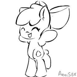 Size: 400x400 | Tagged: safe, artist:arielsbx, apple bloom, earth pony, pony, g4, adorabloom, animated, bipedal, bow, caramelldansen, cute, dancing, eyes closed, female, filly, hair bow, hnnng, monochrome, simple background, solo, weapons-grade cute, white background