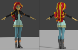 Size: 1803x1165 | Tagged: safe, artist:sindroom, sunset shimmer, equestria girls, 3d, 3d model, female, solo, wip