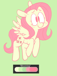 Size: 696x918 | Tagged: safe, artist:pinkiespresent, fluttershy, pegasus, pony, g4, color palette challenge, cute, female, green background, limited palette, mare, shyabetes, simple background, smiling, solo, spread wings, wings
