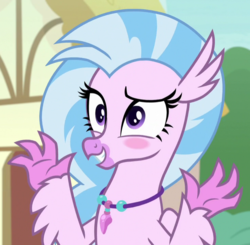 Size: 734x718 | Tagged: safe, screencap, silverstream, hippogriff, g4, uprooted, blushing, cropped, female, jewelry, necklace, solo