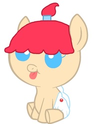 Size: 515x682 | Tagged: safe, editor:undeadponysoldier, oc, oc:molly, pony, baby, baby pony, cute, diaper, tongue out