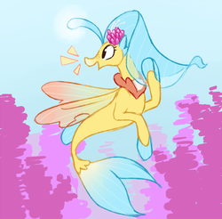 Size: 700x690 | Tagged: safe, artist:eyefocusing, princess skystar, seapony (g4), g4, my little pony: the movie, abstract background, colored, cute, female, flat colors, looking back, open mouth, profile, skyabetes, solo, underwater