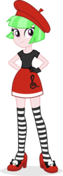 Size: 2069x5748 | Tagged: safe, artist:punzil504, drama letter, watermelody, equestria girls, g4, beret, clothes, cute, female, hand on hip, hat, high heels, miniskirt, shoes, simple background, skirt, skull, smiling, socks, solo, striped socks, thigh highs, thigh socks, transparent background, zettai ryouiki