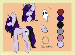 Size: 3400x2500 | Tagged: safe, oc, oc only, oc:lurid shadow, ghost, pony, unicorn, high res, jewelry, necklace, piercing, reference sheet