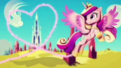 Size: 3840x2158 | Tagged: safe, artist:ghostlymarie, princess cadance, pony, g4, 3d, cloud, crystal empire, female, flying, high res, solo, source filmmaker