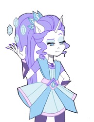 Size: 1280x1655 | Tagged: safe, artist:navy-pon, rarity, equestria girls, g4, my little pony equestria girls: better together, super squad goals, alternate hairstyle, clothes, crystal guardian, cute, dress, female, geode of shielding, horn, magical geodes, nail polish, no pupils, ponied up, raribetes, rarity is not amused, scene interpretation, simple background, solo, unamused, white background