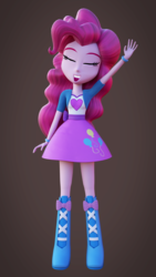 Size: 1080x1920 | Tagged: safe, artist:creatorofpony, artist:rjrgmc28, pinkie pie, equestria girls, g4, 3d, blender, boots, bracelet, clothes, eyes closed, female, high heel boots, jewelry, shoes, skirt, solo